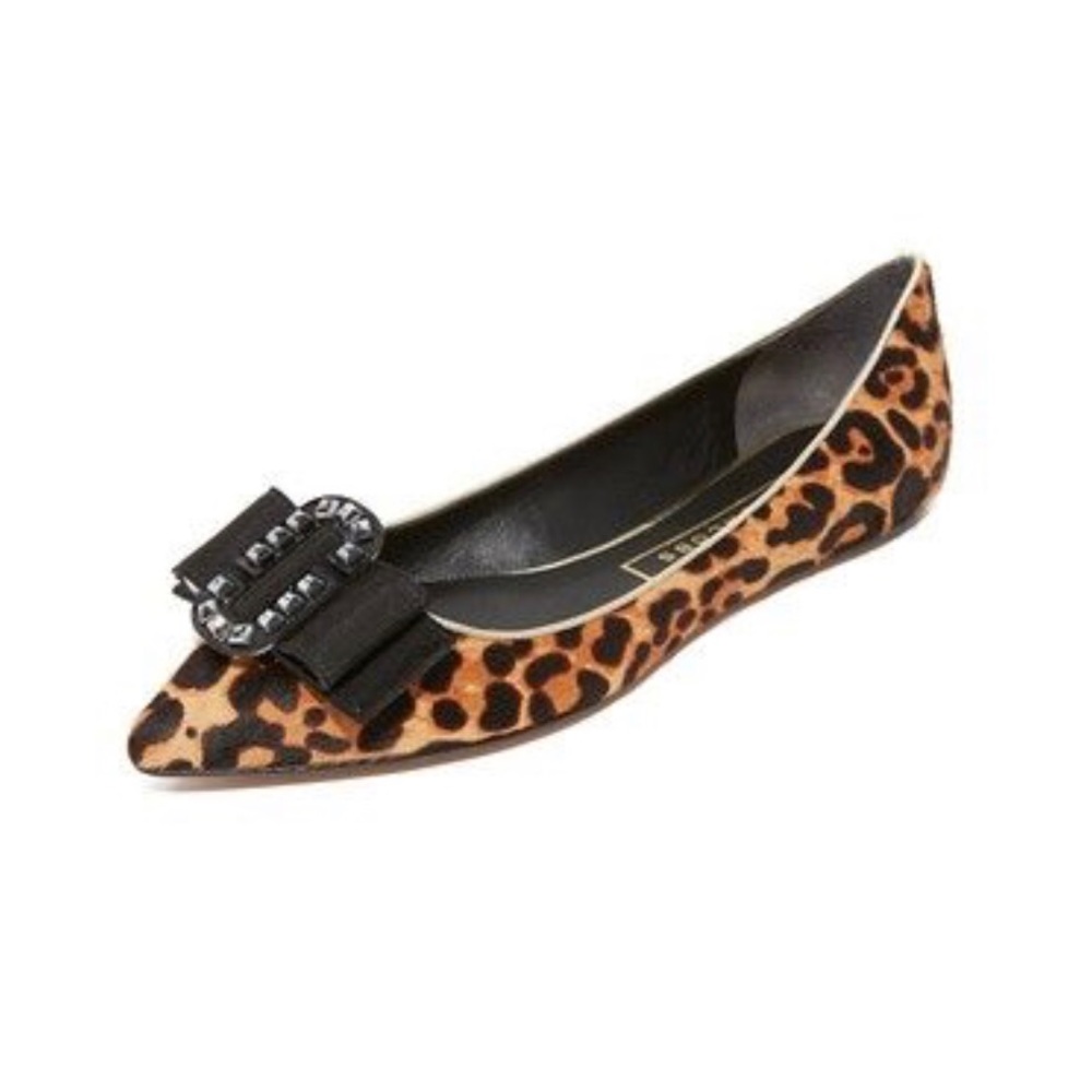 NEW MARC JACOBS POINTY TOE FLATS CHEETAH INTERLOCK
